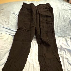 Gap Factory Mid Rise 100% Cotton Gauze Wide-Leg Pull-On Pants - Black - S